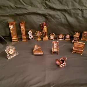 Bulova miniature brass clocks